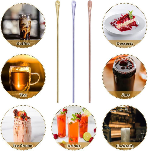 Coffee Spoons, 304 Stainless Steel Long Coffee Stir Sticks, 3 pcs Cocktail Spoons, 10 inch Beverage/Drink Stirring Spoons, Tea Spoon with Long Han...