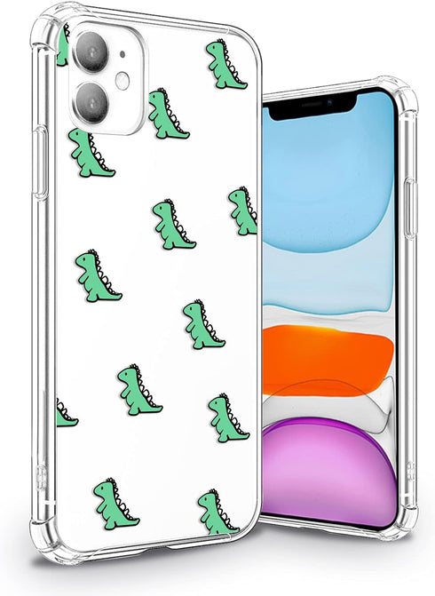 YESPURE Clear Case for iPhone 11 Cute Dinosaur Pattern Desiged for Kids Women Soft Transparent Slim Cover Fashionable Printed Bumper Shockproof An...