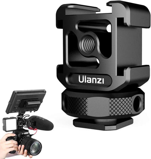 ULANZI PT-12 Camera Hot Shoe Extension Bracket with Triple Cold Shoe Mounts for Microphone LED Video Light, 1/4'' Screw for Magic Arm, Aluminum Sh...