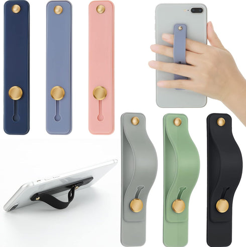 Weewooday 6 Pieces Phone Grip Holder Cell Phone Grip Strap Telescopic Finger Strap Stand Universal Finger Kickstand for Most Smartphones(Soft Colo...