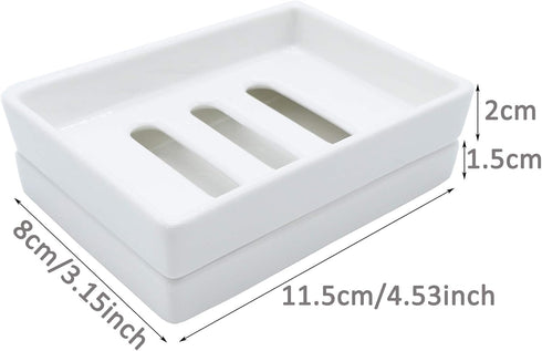 Ceramic Soap Dish Bar Soap Holder Double Layer Soap Tray Draining by Lofekea...