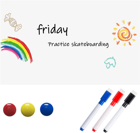 12 x 8 Inch Magnetic White Dry Erase Board for Fridge, A4 Small Chalkboard Magnet White Board Refrigerator Whiteboard Sheet with 3 Markers and Big...