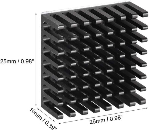 uxcell 10x25x25mm Black Aluminum Heatsink Thermal Adhesive Pad Cooler for Cooling 3D Printers 6Pcs...