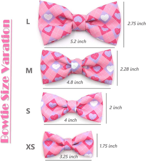 azuza Valentine's Day Dog Collar Bow tie, Lovely Pink Dog Collars with Bowtie for Medium Dogs...