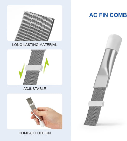 LANMU Air Conditioner Evaporator Coil Cleaning Brush AC Condenser Coil Fin Comb Straightener HVAC Cleaner Brush (1 Fin Comb + 1 Dual-Sided Evapora...