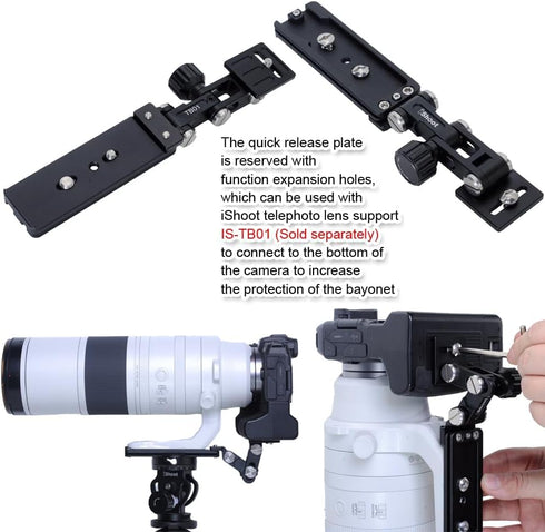 iShoot Arca-Swiss Fit Camera Quick Release Plate Compatible with Canon RF 200-800mm F6.3-9 IS USM Tripod Mount Ring Lens Collar Support Bracket, U...