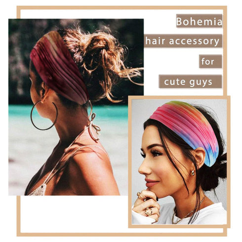 Wide Headbands Stretch Turban Knotted Hairbands Elastic Yoga Workout Sweatband Running Sport Head Scarf Large African Head Wraps for Women 4 Pcs (...