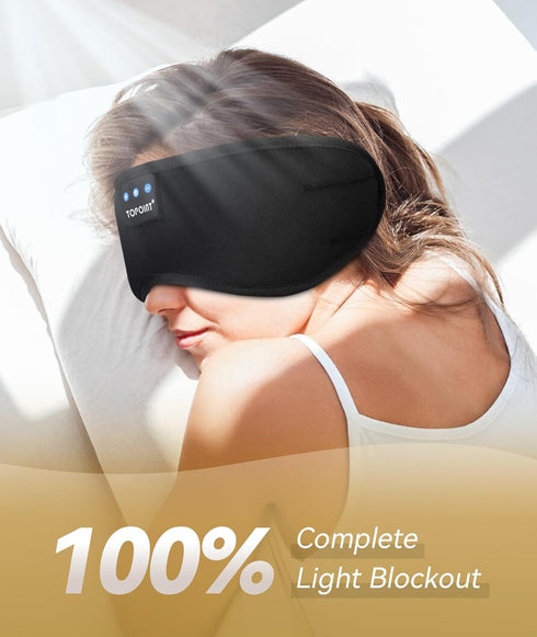 TOPOINT Sleep Mask with Headphones Bluetooth 5.2 Wireless, Sleep Headphone with Microphone Built-in HD Speakers Music, Eye Mask for Sleeping Trave...