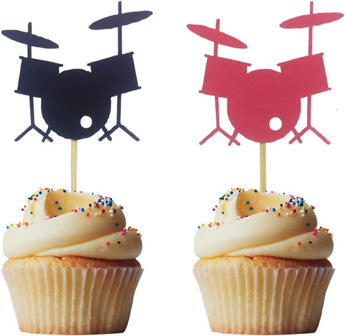 Morndew 24 PCS Drum Cupcake Toppers for Music Party Baby Shower Birthday Party Wedding Party Decorations...
