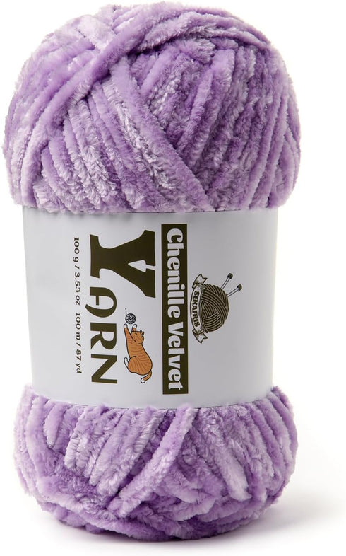 Plush Chenille Chunky Yarn - Fluffy Velvet Yarn Crochet for Blanket Knitting and Crocheting - Soft Baby Yarn for Crocheting - Amigurumi Crochet Ya...