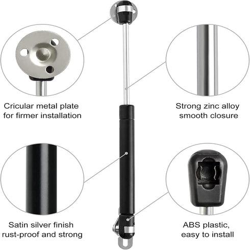 2 Pack 100N/22.5lb Gas Strut, 10in Gas Struts for Cabinets Heavy Lid, Gas Spring for Lift Support Hydraulic Hinges for Toy Box, Truck Door Hinges ...