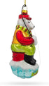 Polar Bear Ice Fishing Blown Glass Christmas Ornament...