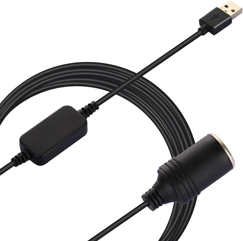 USB A Male to 12V Socket Female Cable Adapter-Black (10.5ft)...