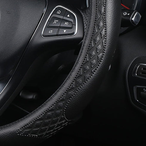 Car Steering Wheel Cover, 14 1/2-15 inch Non-Slip Soft Breathable Leather Automotive Steering Wheel Protecteor, Vehicle Accessories for Men Women,...