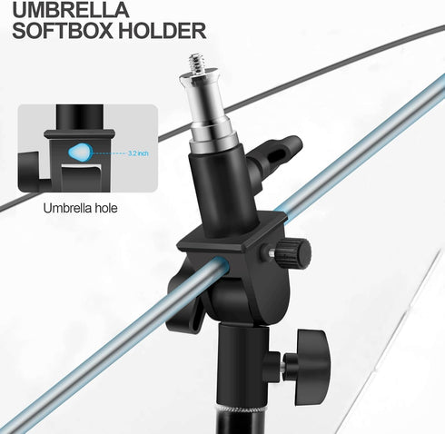 WELLMAKING U-Shape Camera Flash 180°Swivel Mount Bracket with Standard 1/4 to 3/8 inch Metal Male Screw Spigot Stud Compatible for Umbrella Softbo...