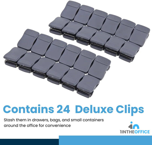 1InTheOffice Deluxe Recycled Cubicle Clips, 40 Sheet Capacity, Charcoal, 24/Pack...