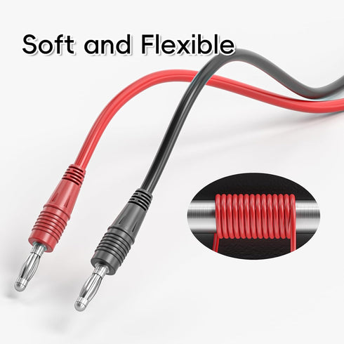 Goupchn 4mm Banana Plug to Alligator Clip Test Leads Crocodile Clips Copper Soft Flexible Cable Wire Set 2PCS Red Black...