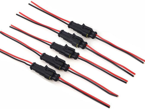 5 Sets 2 Pin Way Car Auto Super Sealed Waterproof Electrical Connectors Plug Socket Kit with Wire AWG Gauge Marine...