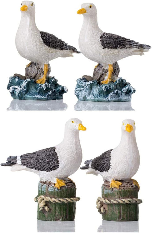Garden Bird Statue - 4pcs Small Seagull Décor Birds Figurines Ornaments - Best Indoor Outdoor Statues Yard Art Figurines for Patio Lawn House...