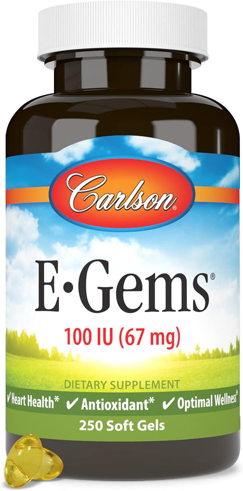 Carlson - E-Gems, 100 IU, Heart Health & Optimal Wellness, Antioxidant, 250 soft gels...