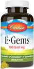 Carlson - E-Gems, 100 IU, Heart Health & Optimal Wellness, Antioxidant, 250 soft gels...
