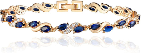 Richapex Diamond Tennis Bracelet for Women, Eternity Bracelet Blue Cubic Zirconia, Gold Plated...