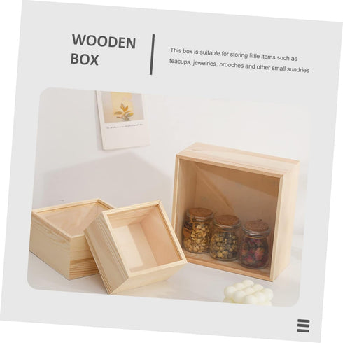 Box Storage Wooden Box Piggy Bank for Adults Art and Crafts for Adults Wooden Tea Organizer Jewelry Storage Case Clear Display Case Sundries Stora...