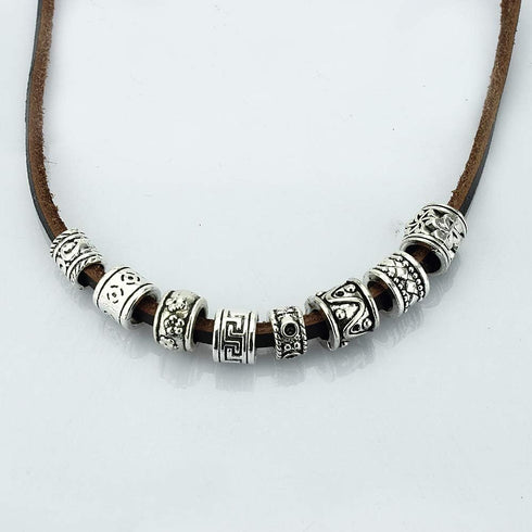 LolliBeads (TM) Antiqued Silver Tone Bracelet Jewelry Marking Large Hole Spacer Beads Round Tube Charm Beads (80pcs)...