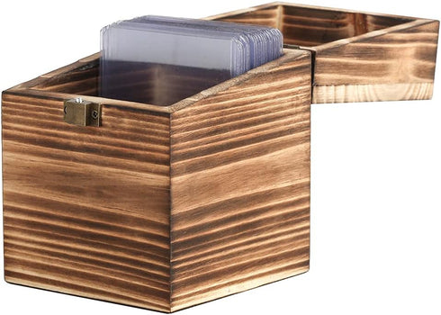 Wood Rustic Trading Deck Box Cards Cards Sports Storage Organizer Boxes Holder Compatible With PM TCG Card Box...