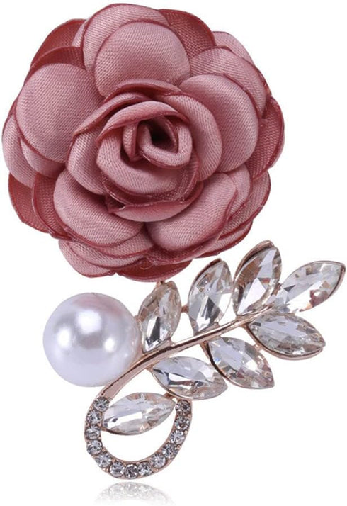 Rose Flower Brooch Pins Fabric Pin Handmade for Women and Men Floral Bridal Wedding Christmas Party Valentine’s Day Wife Mom Gift, Pink...