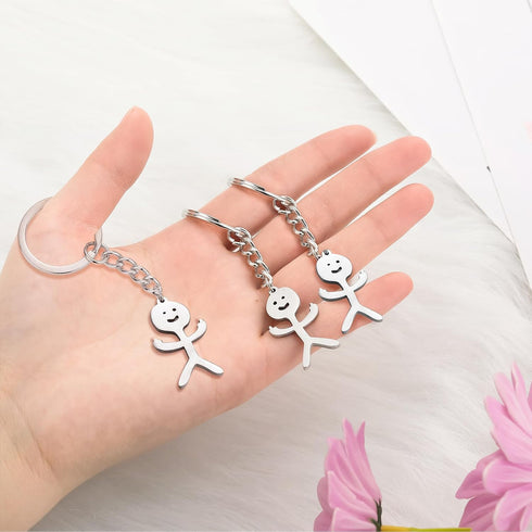 Junkin 3 Pcs Stainless Steel Funny Doodle Keychain 2024 Graduation Keychain Gifts Friendship Jewelry Women Men(Silver)...