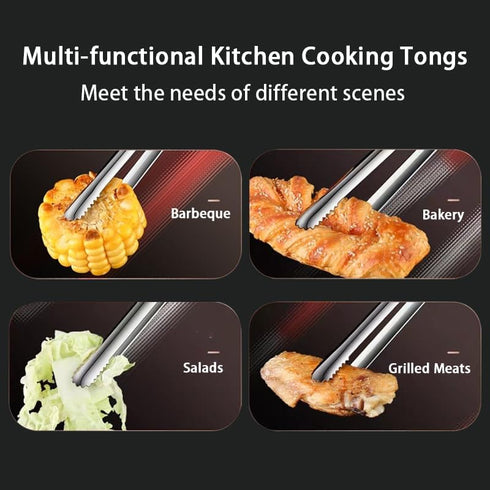 4Pcs Extra-Long Stainless Steel Kitchen Tongs 11.5" and 13.5"Metal Food Tongs with Non-Slip Comfort Handles Grill Tongs for Cooking Sea food,BBQ,M...