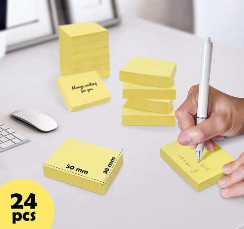 2400 Sheets Sticky Notes - 2 x 1.5" Notes Pads, Small Self-Adhesive Notes, Yellow Self-Stick Pads for Office Supplies, School, Home (24 Pack)...