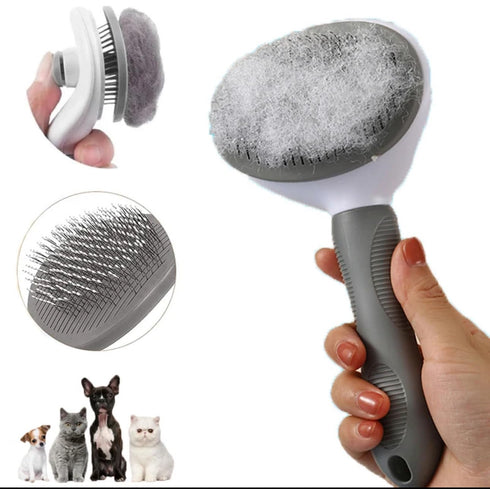 Pet Hair Brush for Small Dogs and Cats, Long Handle, Lightweight, Gray, grey...