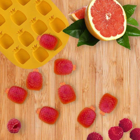 Chocolate Candy Silicone Mold, Strawberries/Pineapples/Apples/Grapes Flexible Baking Molds for Ice Cube, Jelly, Biscuits, Gummy Candies (Strawberr...