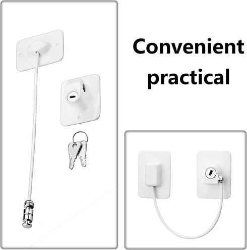 Window Door Lock,Upgrade 2025 Adhesive Cable Restrictor with Keys Baby Child Safety Locks Anti-Theft Security Lock Protection Lock Buckle Cable Ca...