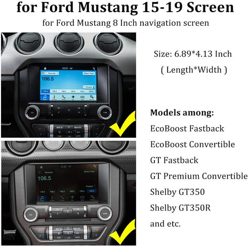 For Ford Mustang Screen Protector, 8 Inch Tempered Glass Protective Film for Ford MUSTANG ECOBOOST GT FASTBACK BULLITT SHELBY GT350 GT350R Screen ...