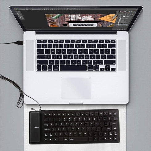 Foldable Silicone Keyboard, USB Wired 85 Keys Waterproof Rollup Silent Typing Soft Touch Keyboard for PC Notebook Laptop(Black)...