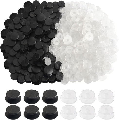 200 PCS Buckle Plastic Button, 2 Colors Shoe Charm Buttons Round Buttons DIY Shoes Charm Accessories for Kids, Wristband Charm Backs(Black, Transp...