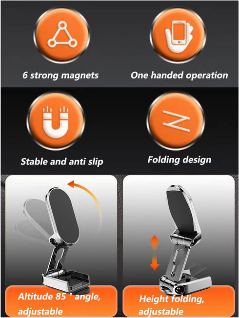 Car Phone Holde, Magnetic Phone Mount for Car, Car Phone Mount 360 ° Dashboard Phone Holder Compatible with Smartphones Such as iPhone,Xiaomi,Redm...