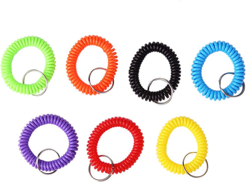 70Pcs Colorful Stretchy Keychain Bracelet Spiral Wristband Keychain for Outdoor, Gym...