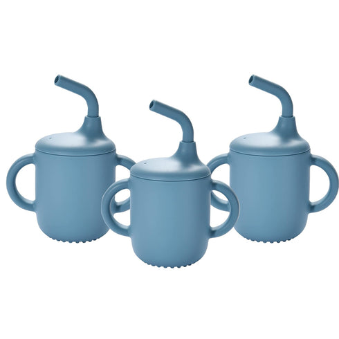 CHILDLIKE BEHAVIOR Mini Mushie Sippy Cup - Silicone Straw Cup For Baby, Toddlers - Cups Training with Lids Covers and Soft Grip Handle - Transitio...