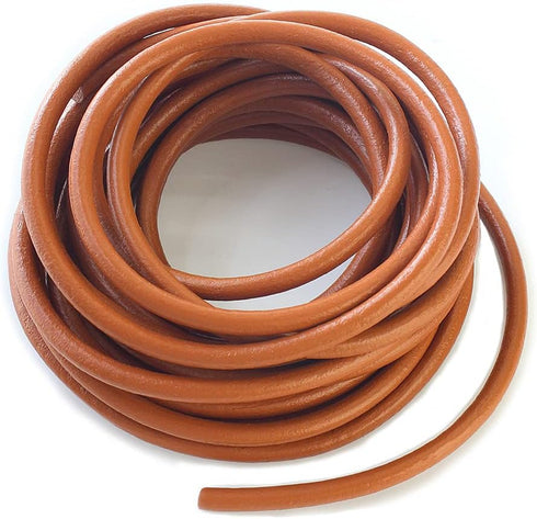 LolliBeads (TM) 5 mm Genuine Round Leather Cord Natural Braiding String Light Brown 5 Meters (5 Yards)...