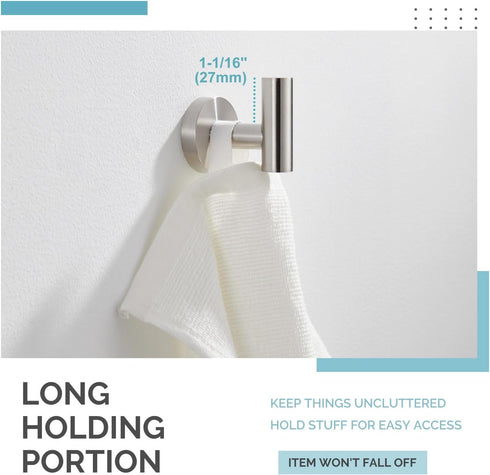 Angle Simple Robe Towel Hook Brushed Nickel, SUS304 Stainless Steel Bathroom Towel Holder, Kitchen Shower Towel Hanger, Wall Mount...