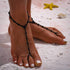 2Pcs Beaded Barefoot Sandals Black Wedding Ankle Bracelet Beads Toe Ring Anklets Chain Beach Foot jewelry for Women (Black)...