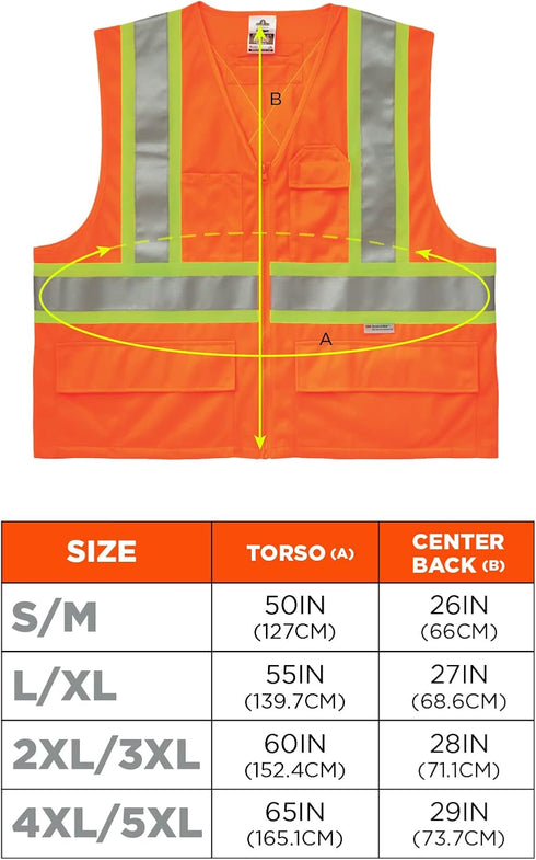 Ergodyne - 26187 GloWear 8235ZX ANSI Two-Tone High Visibility Orange Safety Vest with X-Back, 2XL/3XL...