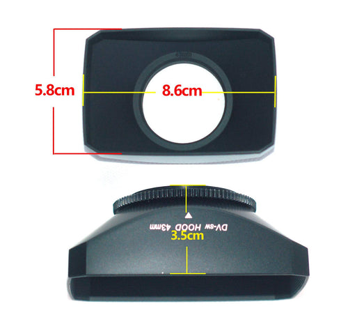 43mm 16:9 Screw Mount Rectangular Wide Angle Lens Hood + W/B Cap for Canon VIXIA HF R80 R82 R800 R72 R700 R70 R600 R62 R60 HG10 HV20 VIXIA HV40 HV...