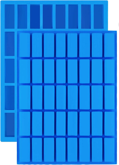 Mity rain 2 pack 40 Cavity Narrow Rectangle Silicone Caramel Candy Molds Chocolate Bar Mold for Truffles, Ganache, Jelly, Praline, Brownie, Butter...