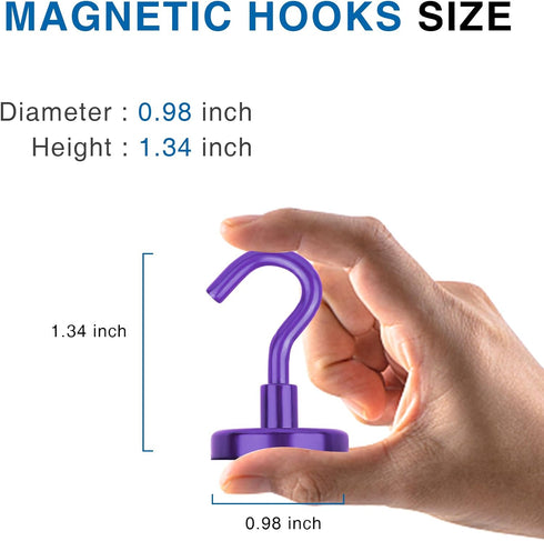 LOVIMAG Magnet Hooks, Strong Magnets,80Lb Magnetic Hooks Heavy Duty, Purple Strong Magnetic Hooks for Cruise Cabins,Magnetic Hooks for Refrigerato...