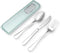 Travel Utensils with Case 4pcs Stainless Steel Knives Spoons and Forks Set Reusable Cutlery Set for Camping Picnic Hiking Office (Light green)...